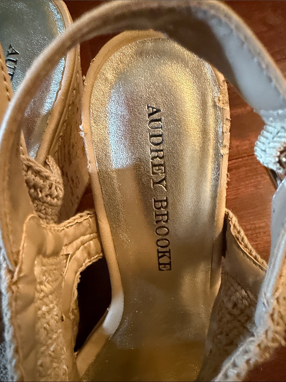Audrey Brooke Cream Crochet Cork Wedge Sandals - Picture 3 of 6